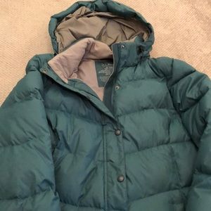 Green L. L. Bean puffer coat